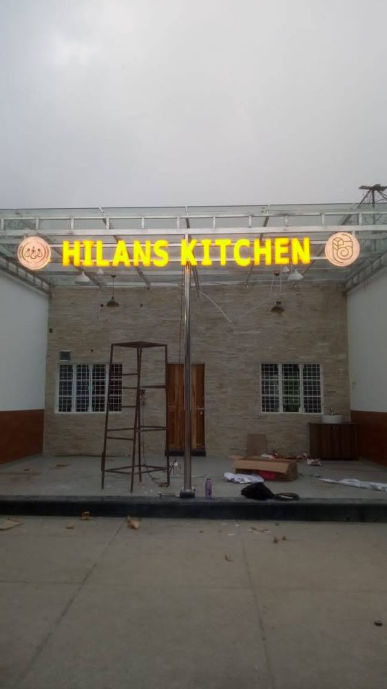 Hilans Kitchen backlit acrylic signboard installation