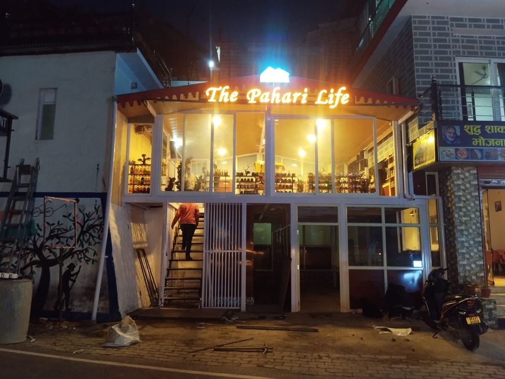 The Pahari Life restaurant backlit signage
