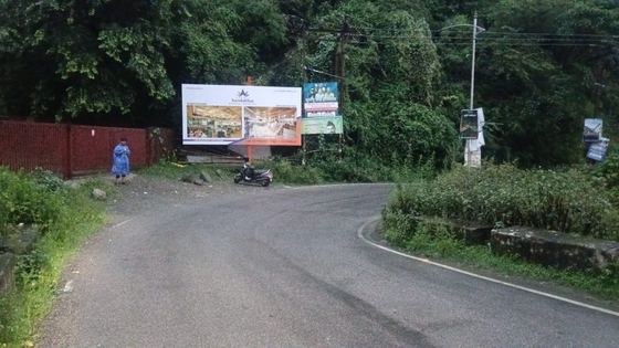 Unipole hoarding advertisement on the Bhimtal-Nainital road